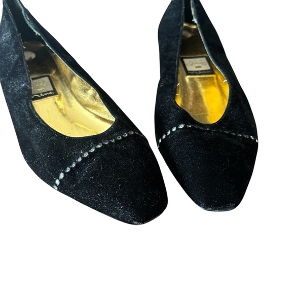 Nina Black Velvet Loafers with Gold Accent - Picture 3 of 6